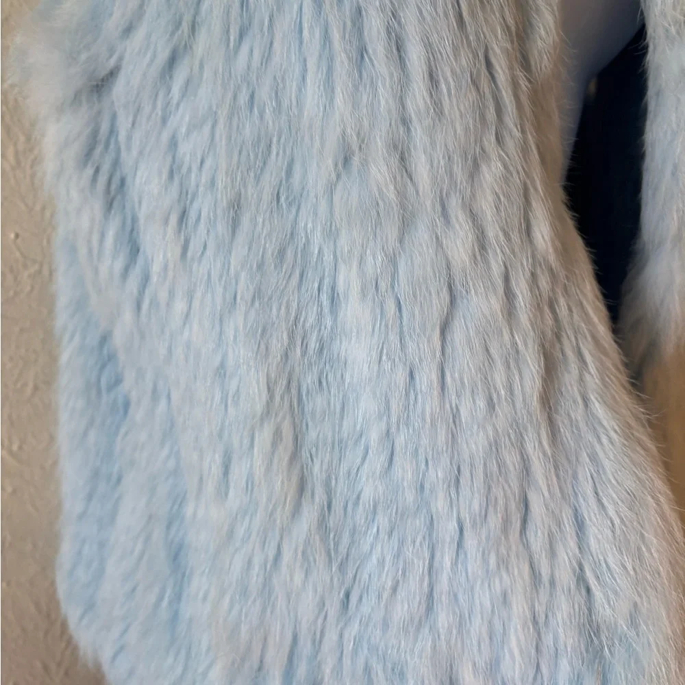 525 America Luxe Women's Rabbit Fur Vest in Light Blue‎